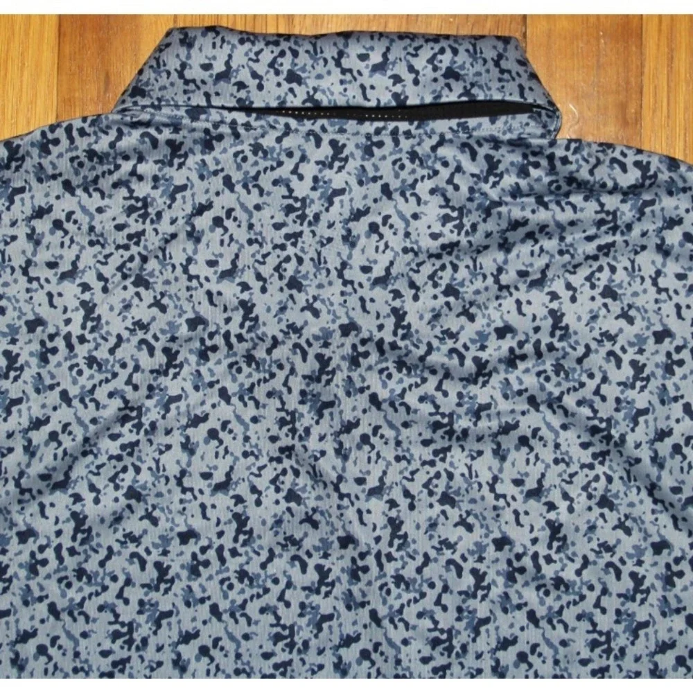 Nike Dri-Fit DV7808-493 Camouflage CAMO Blue‎ Gray Polo Golf Shirt Men's Small